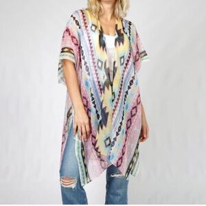 Colorful Geometric Kimono Cardigan